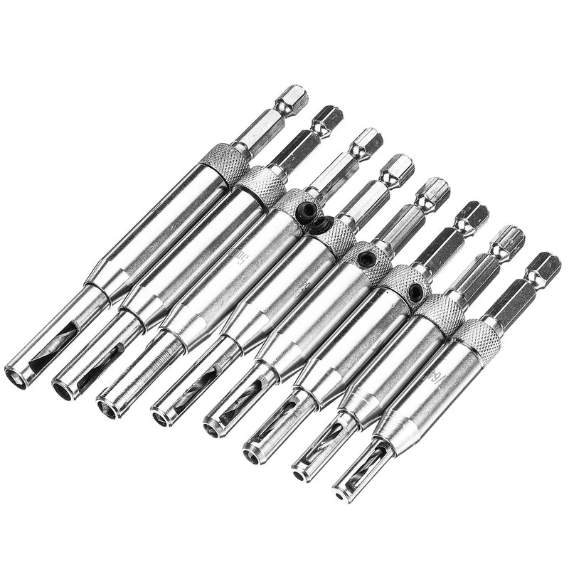 8pcs Self Centering Hinge Hardware Drill Bit Set Pilot Hole Guides Door Window Hinges Set