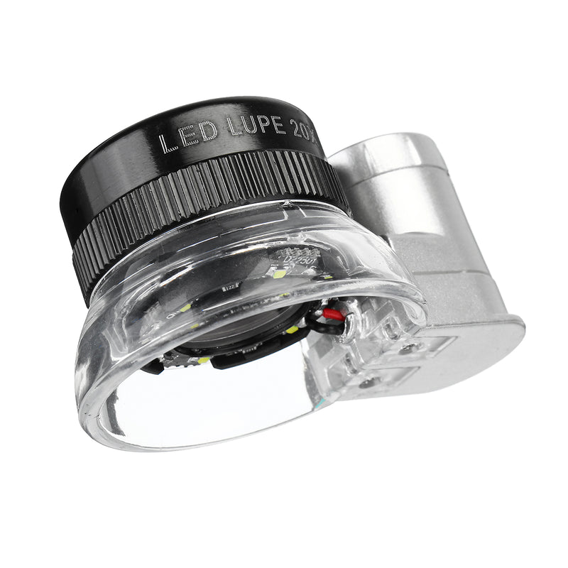 20X Magnification Magnifier LED Loupe Light Jewelry Optical Glass Magnifying