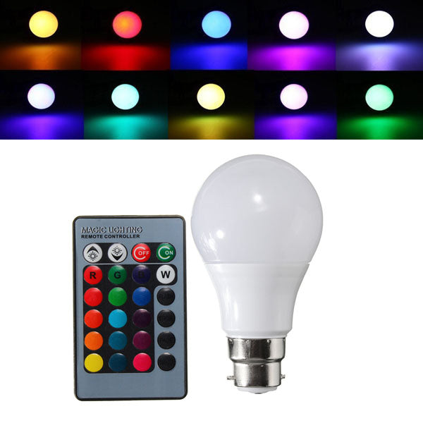 B22 3W Dimmable RGB Color Changing LED Light Lamp Bulb Remote Control AC85-265V