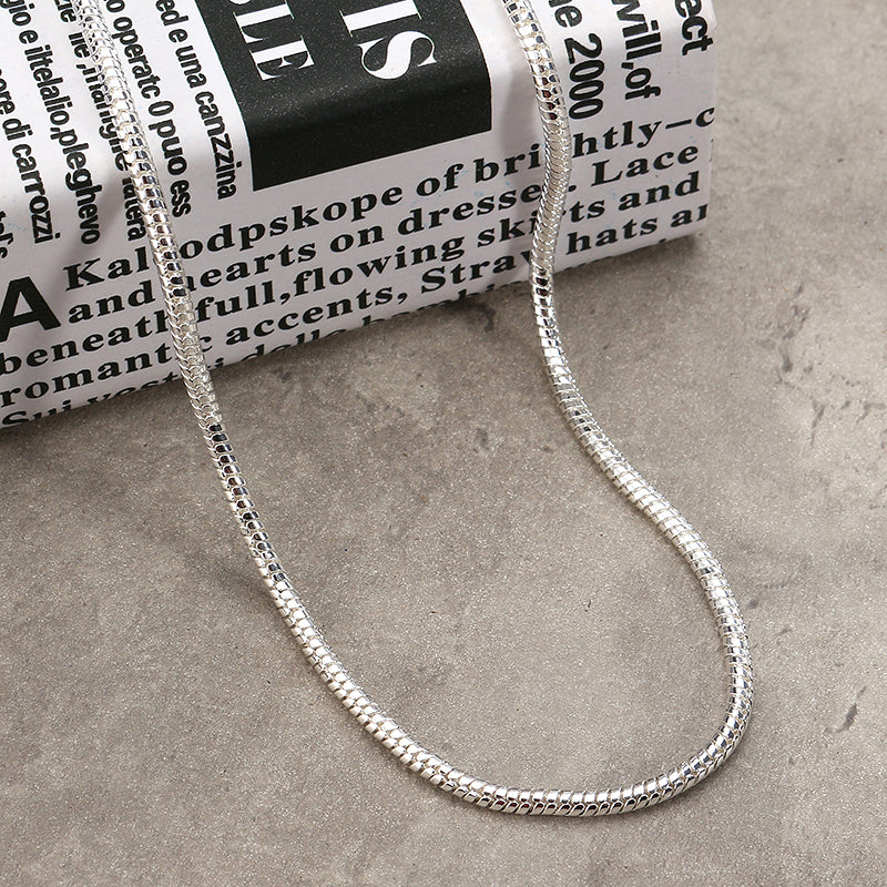 Unisex 3mm Silver Plated Solid Snake Chains Necklace