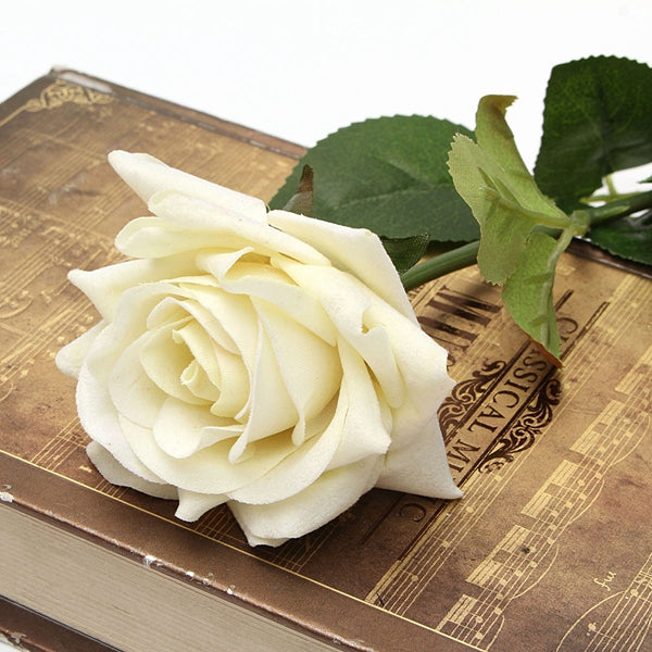 Single Fabric Rose Artificial Fake Flower Bouquet Wedding Party Home Decoration