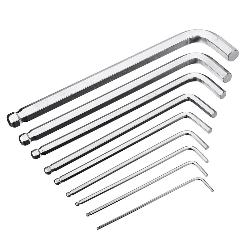 9pcs L Wrench Ball End Long Arm Hex Key Allen Wrench Set Powerful Repair Tool