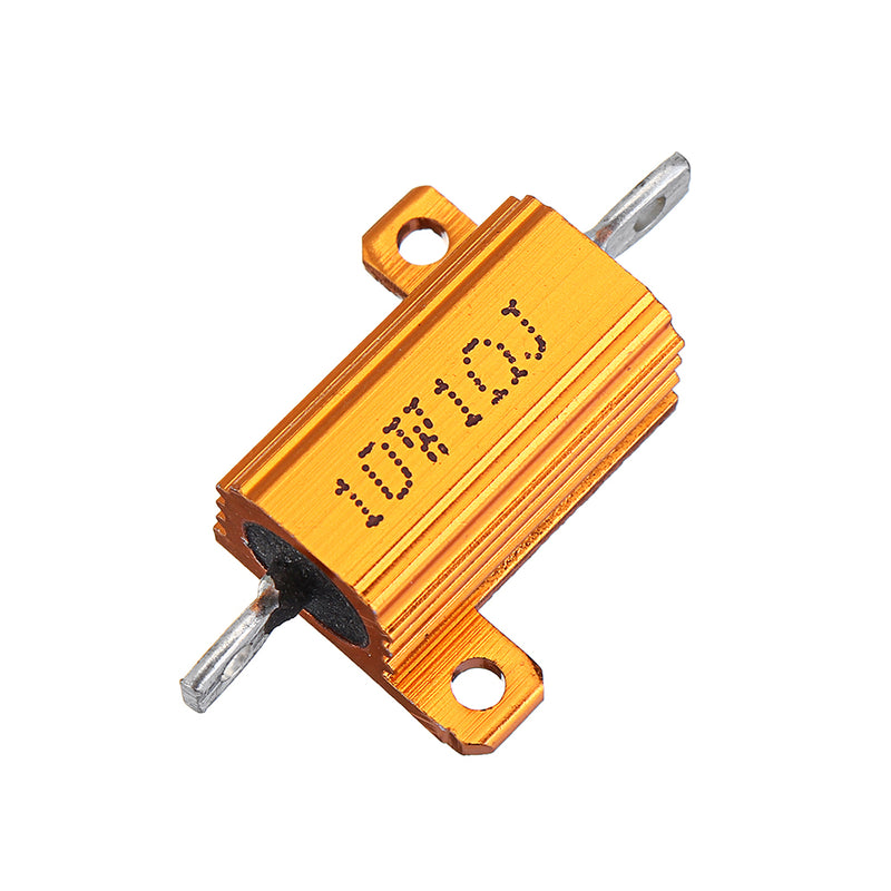 20pcs RX24 10W 1R 1RJ Metal Aluminum Case High Power Resistor Golden Metal Shell Case Heatsink Resistance Resistor