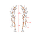 Sweet Leaf Rhinestone Earrings Silver Gold  Piercing Tassel Crytral Earring for Women