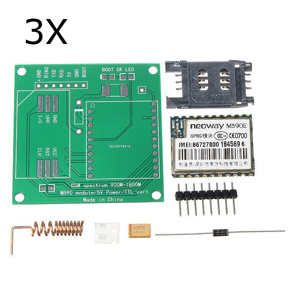 3Pcs DIY M590E GSM GPRS Communication Module Kit Dual Band 900/1800MHZ 85.6 Kbit/s For