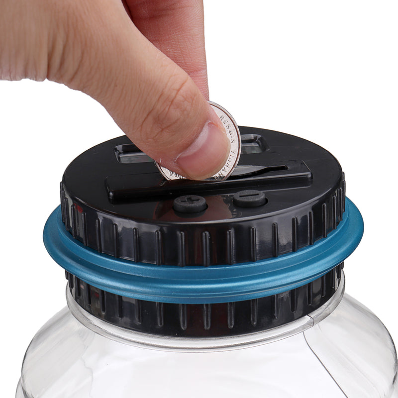 AUD EUR Pound Digital Coin Counting Money Saving Box Jar Bank LCD Display Coin Holder
