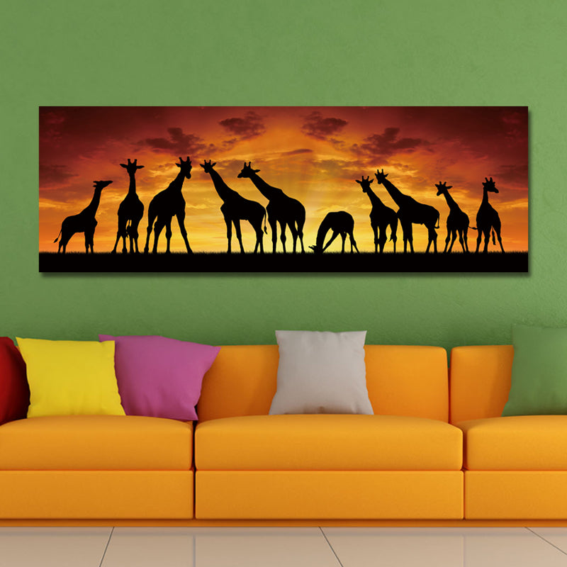DYC 10672 Single Spray Oil Paintings Giraffe Sunrise Landscape For Home Decoration Paintings Wall Art