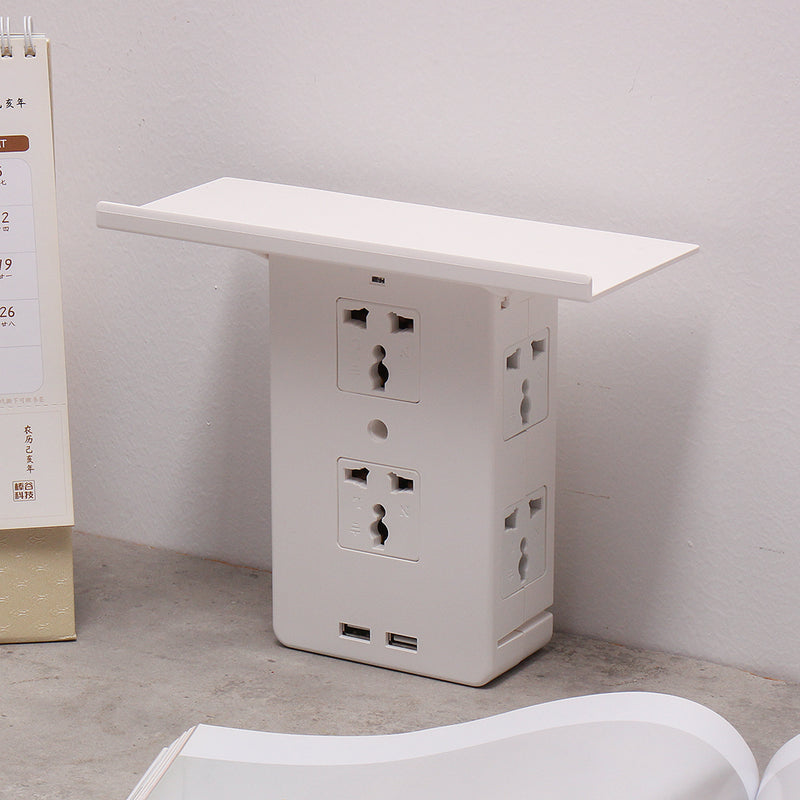 Socket S helf 8 Port Surge Protector Holder Tray Removable Wall Outlet 6 Electrical Outlet Extenders 2 USB Charging Ports Wall Plug Socket Power Strip