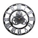 3D Gear Large Wall Clock Vintage Retro Roman Numerals Silent Sweep Non-ticking