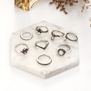 8 Pcs Women Trendy Gift Ring Set Vintage Crystal Geometric Gem Casual Knuckle Rings
