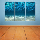 Miico Hand Painted Three Combination Decorative Paintings Light Blue Seawater Wall Art For Home Decoration