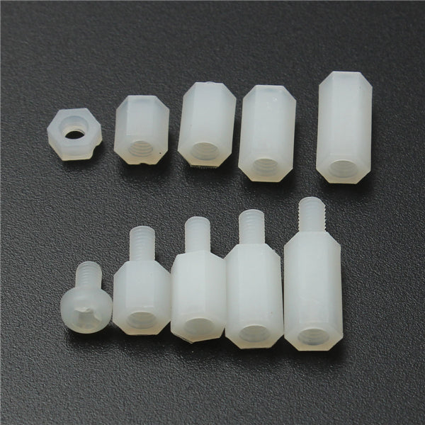 Suleve M3NH9 M3 Nylon Screw White Hex Screw Nut Nylon PCB Standoff Assortment Kit 300pcs