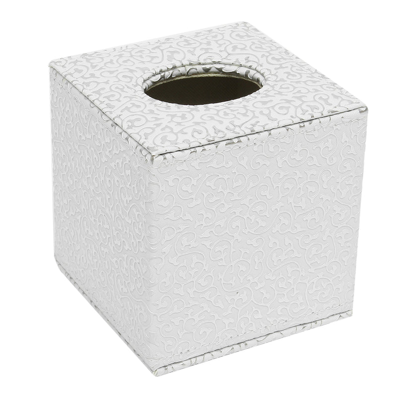 Square PU Leather Tissue Box Toilet Holder Cover Paper Case Home Decor Silver