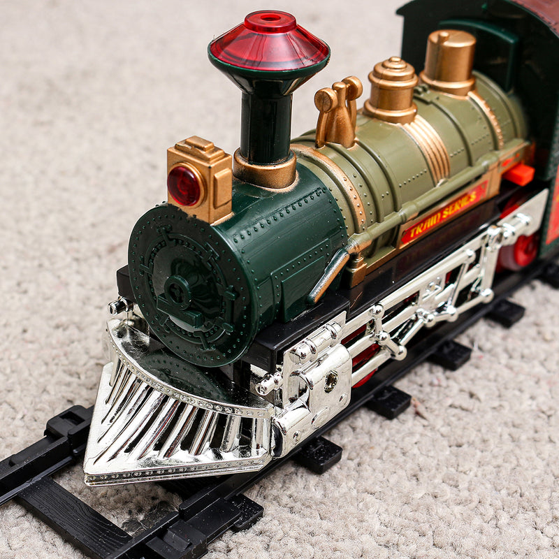 Christmas Electric Rail Train Tracks Set Lights Sound Kids Toys Gift