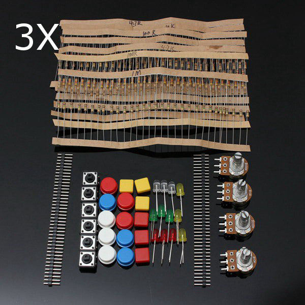 3Pcs Electronic Parts Component Resistor Switch Button Kit