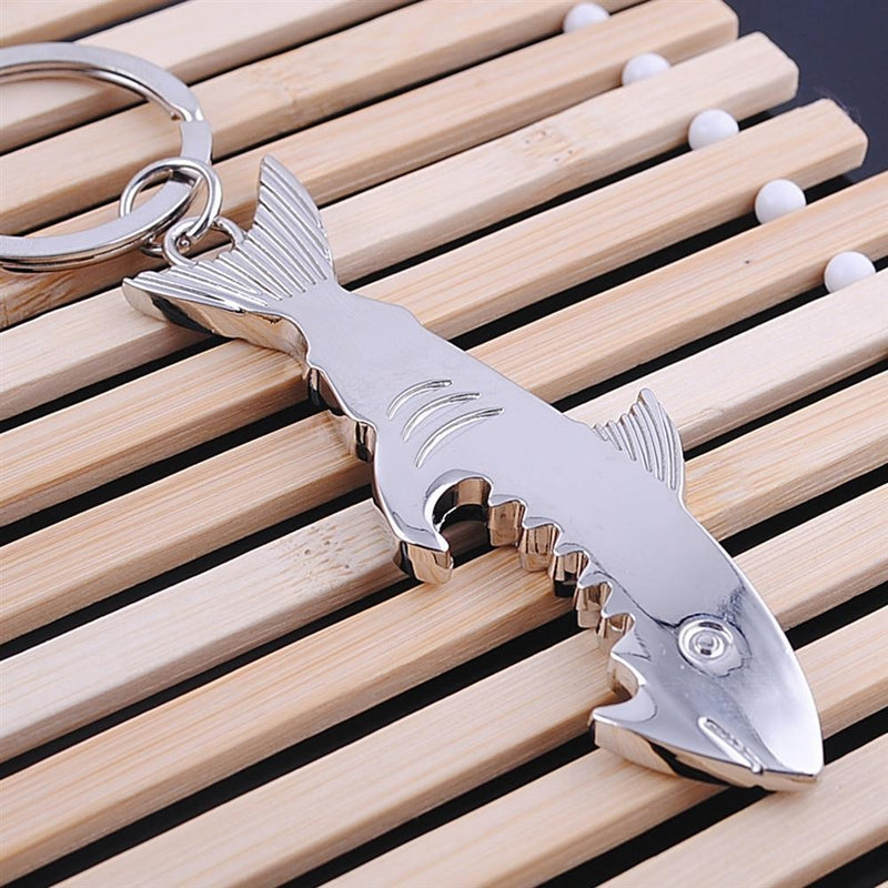 Cutely Shark Glossy Keychain Sliver Metal Bottle Opener Mini Multi Functional Keychain