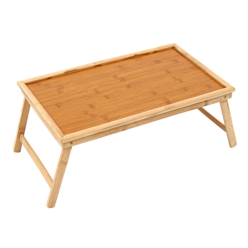 Bamboo Wooden Table Bed Tray With Folding Legs Serving Breakfast Lap Tray