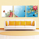 Miico Hand Painted Three Combination Decorative Paintings Dancing Botanic Peony Flower Wall Art For Home Decoration