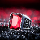 Personality Infertile Stainless Steel 316L Glass Stone Maple Leaf Ring