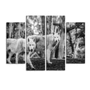 Miico Hand Painted Four Combination Decorative Paintings Double W-olves Wall Art For Home Decoration