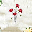 Red Flower Aqua Abstract Metal Wall Art Ornament Sculpture Hanging Wall Decor Three-Dimensional Iron Wall Decorations