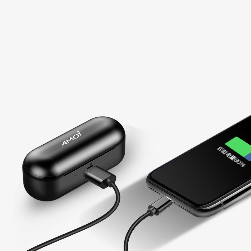 [bluetooth 5.0] Amoi TWS Wireless Earphone CVC8.0 Double Noise Cancelling 3000mAh Power Bank Headset