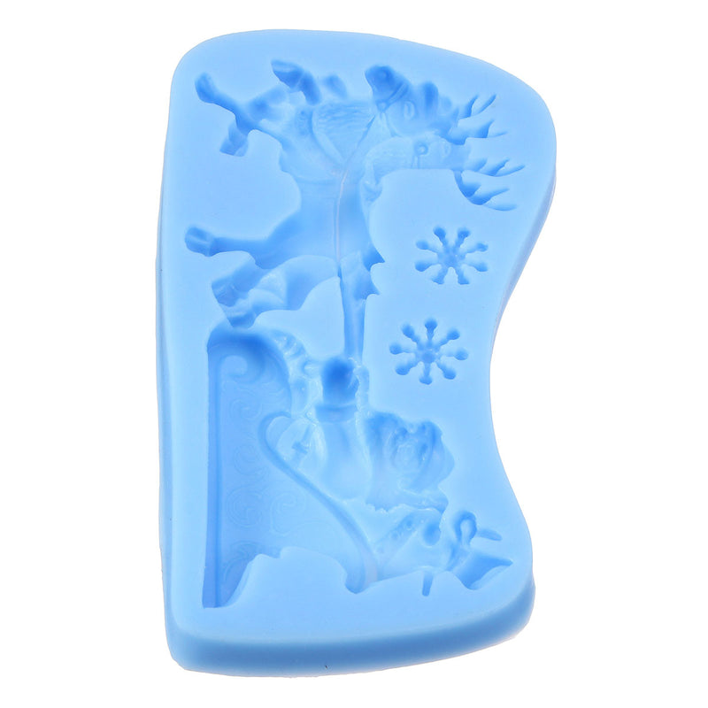 3D DIY Christmas Santa Clause Sleigh Silicone Soap Mould Candle Cake Baking Tools