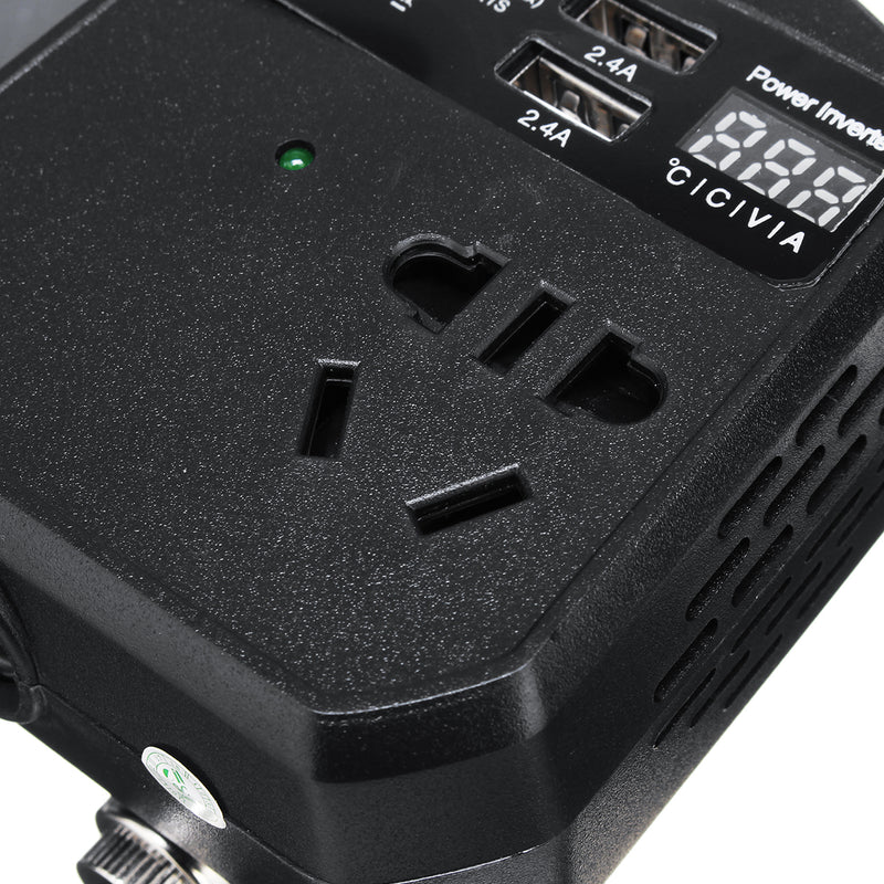 200W 12V/24V To 220V Auto Power Inverter 2 USB 2 Universal Socket Modified Sine Wave Converter