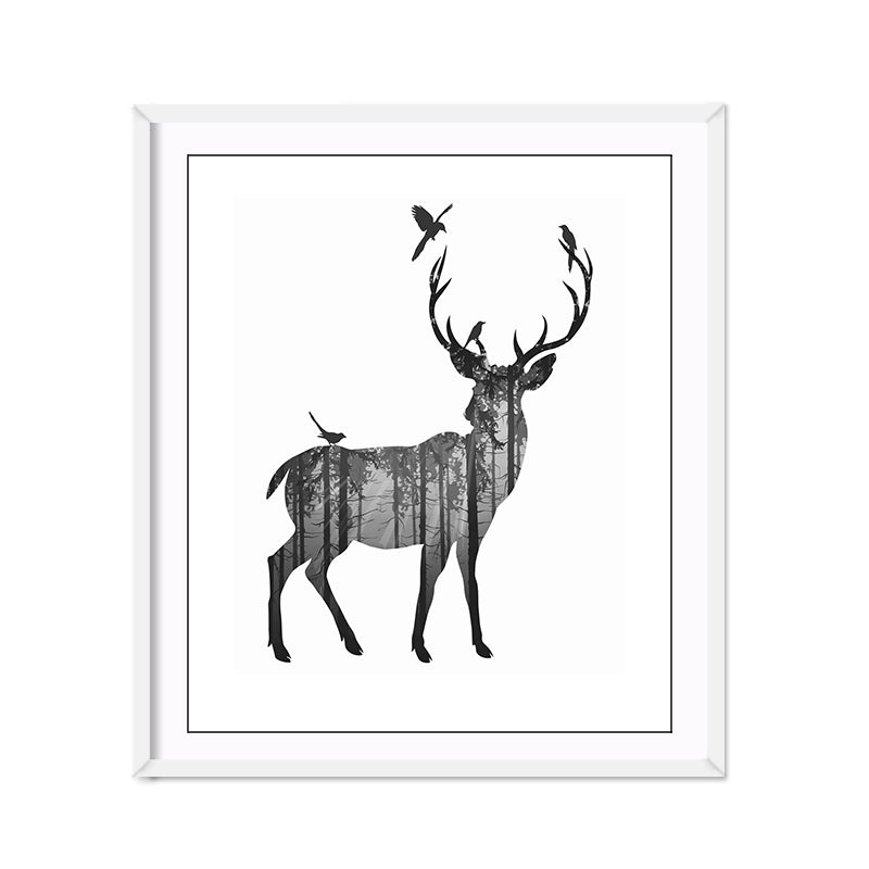 Miico Hand Painted Oil PaintingsSimple Style-CSide Face DeerWall Art For Home Decoration Paintings