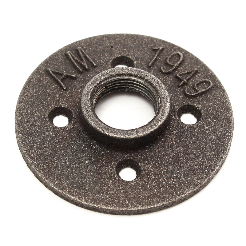 2pcs 3/4 Inch Black Malleable Iron Floor Flange Fitting Pipe NPT Antique Wall Flange Seat