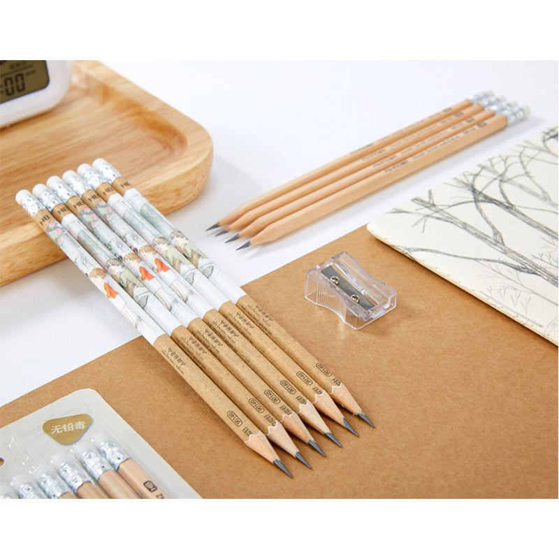 AIHAO 10 Pcs Cartoon Wooden Pencil Set HB Pencil with Sharpener 90142