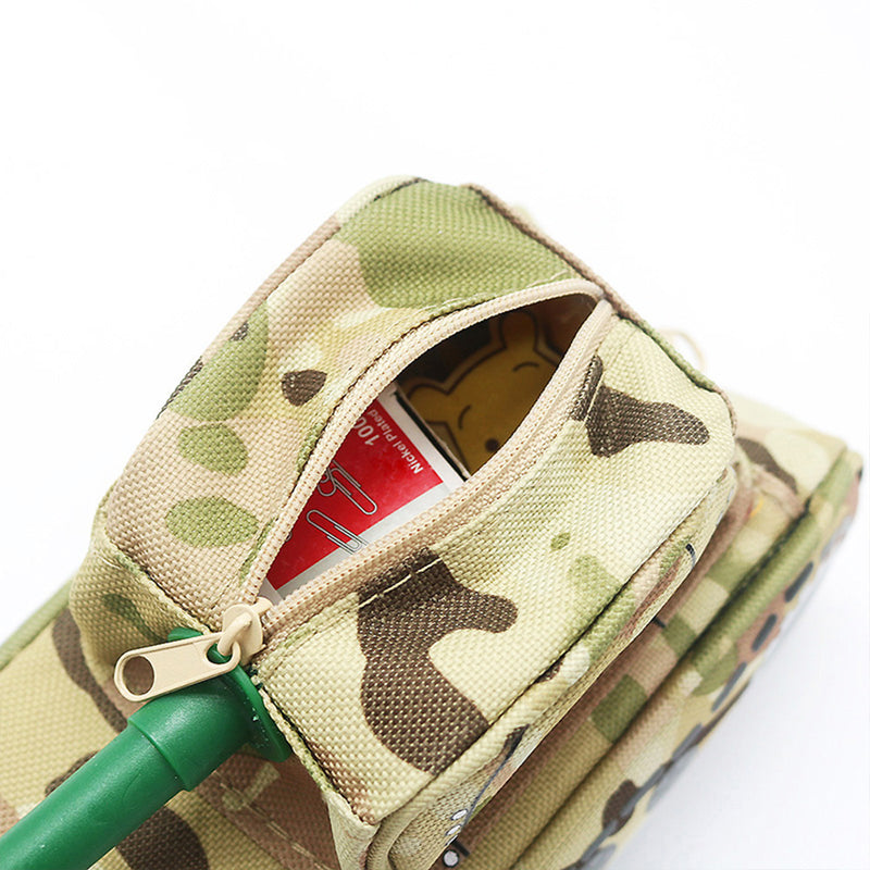 Large Capacity Creative Camouflage Tank Shape Stationery Organizer Zipper Pen Pencil Bag Anti-theft Pencil Case Gifts School Students Supplies