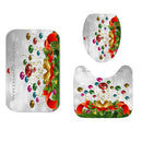 Merry Christmas Bell Waterproof Bathroom Shower Curtain Bath Mats Toilet Cover
