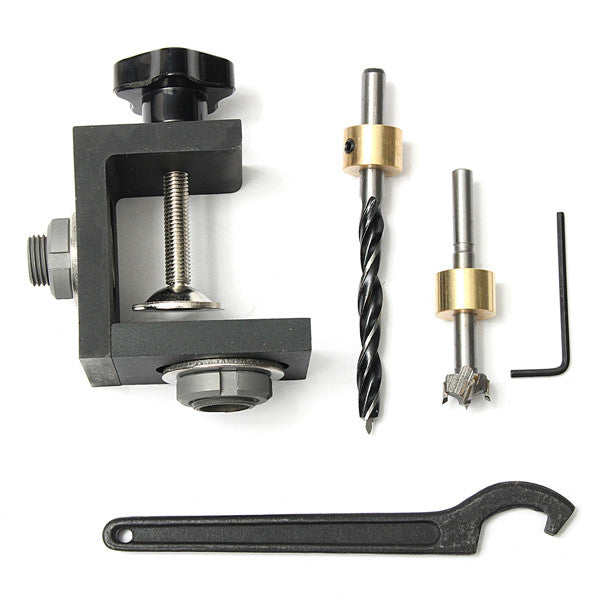Wood Working Pocket Hole Locate Punch Jig Kit With Step Drilling Bit Wood Tools Set