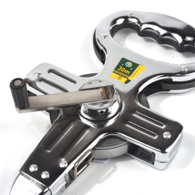 Metric Thick Stainless Steel Plastic Shelf Ruler Portable 30m/50m Hand Crank Steel Frame Ruler Steel Digital Tape Measure