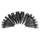 36Pcs 14G-00G Ear Plugs Stretching Expande Screw 316L Stainless Steel Black Set