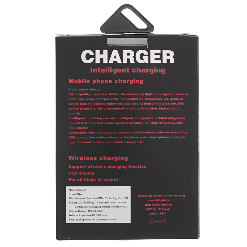 20W 110V-220V 6 USB Ports Qi Wireless Charger For iPhone X/ 8/ 8P Galaxy S8/S8+