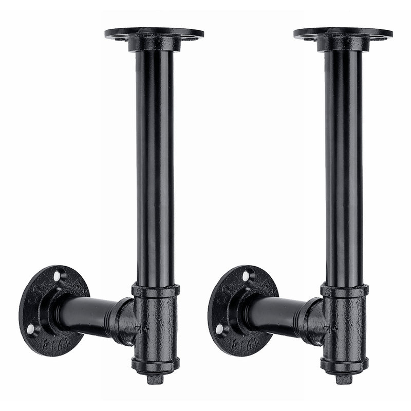 1 Pair of DN20 Steel Pipe Shelf Bracket Holder 100/150/200/240mm DIY Pipe Shelf Bracket