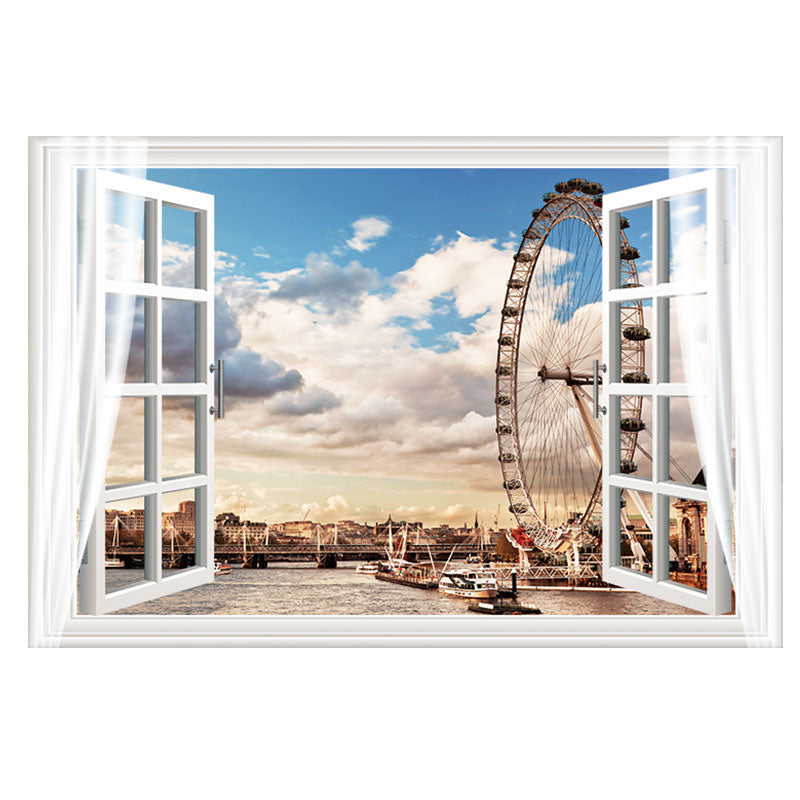 Miico FX82014 Ferris Wheel Landscape Wall Sticker Removable Sticker Window Printing Home Decoration Wall Sticker