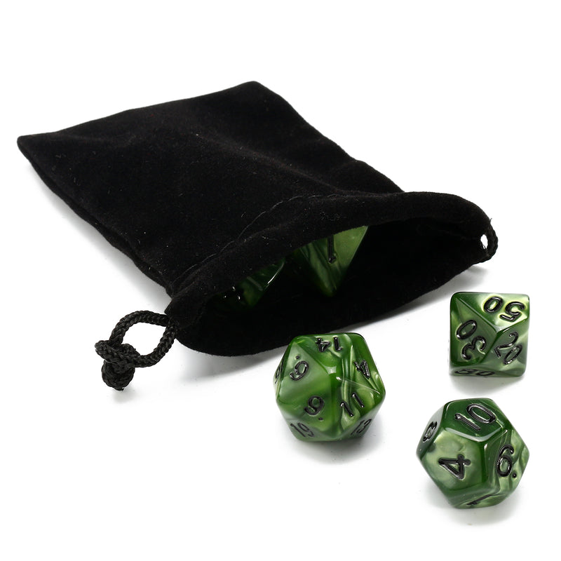 7 Piece Polyhedral Dice Set Multisided Dice With Dice Bag RPG Role Playing Games Dices Green