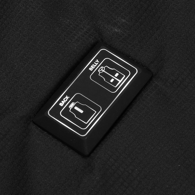 Dual Button USB Electric Outdoor Heating Vest Clothes Carbon Fiber Warm Back + Belly Heat 3 Gear Control
