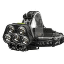 XANES 2507 1900LM 2XPE+5T6 7LED 6 Modes USB Charging 4 Colors Light Headlamp 18650 Battery