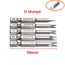 Broppe 5pcs 50mm 1/4 Inch Hex Shank Magnetic U-shaped Screwdriver Bits