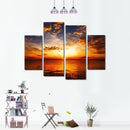Miico Hand Painted Four Combination Decorative Paintings Sea Sunset Wall Art For Home Decoration