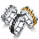 Titanium Steel Rotating Chain Finger Rings Fashion Style Steel Ring For Men