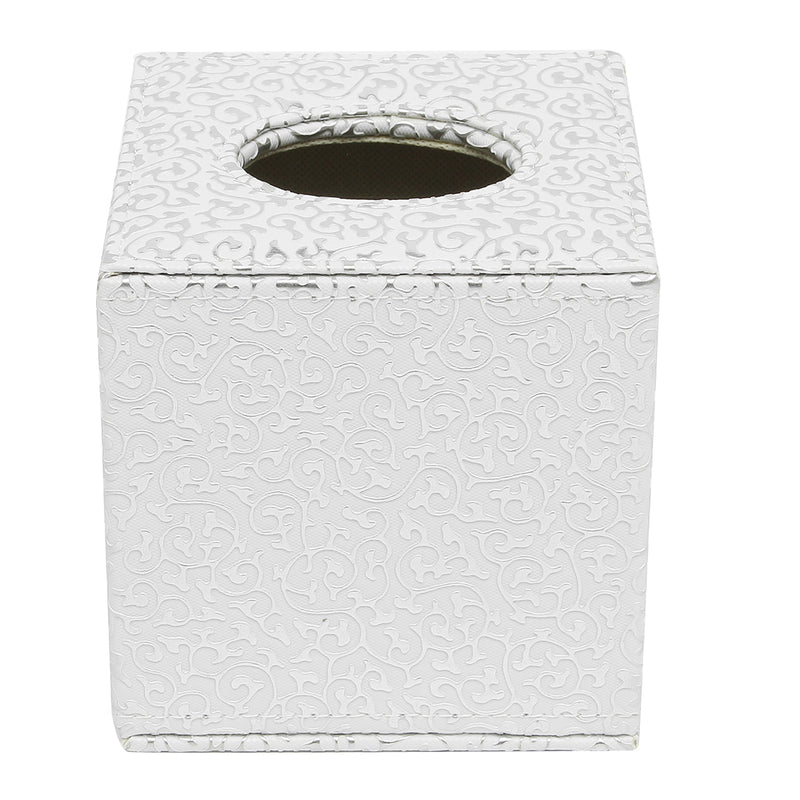 Square PU Leather Tissue Box Toilet Holder Cover Paper Case Home Decor Silver