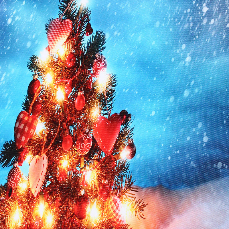 40 x 30cm Operated LED Christmas Snowy Tree Xmas Canvas Print Wall Art