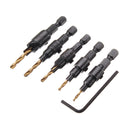 5pcs HSS 5/6/8/10/12 Countersink Chamfer Drill Bit Set Pilot Hole Woodworking Tool