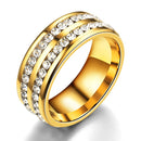 Trendy Stainless Steel Double Rhinestone Finger Ring for Men