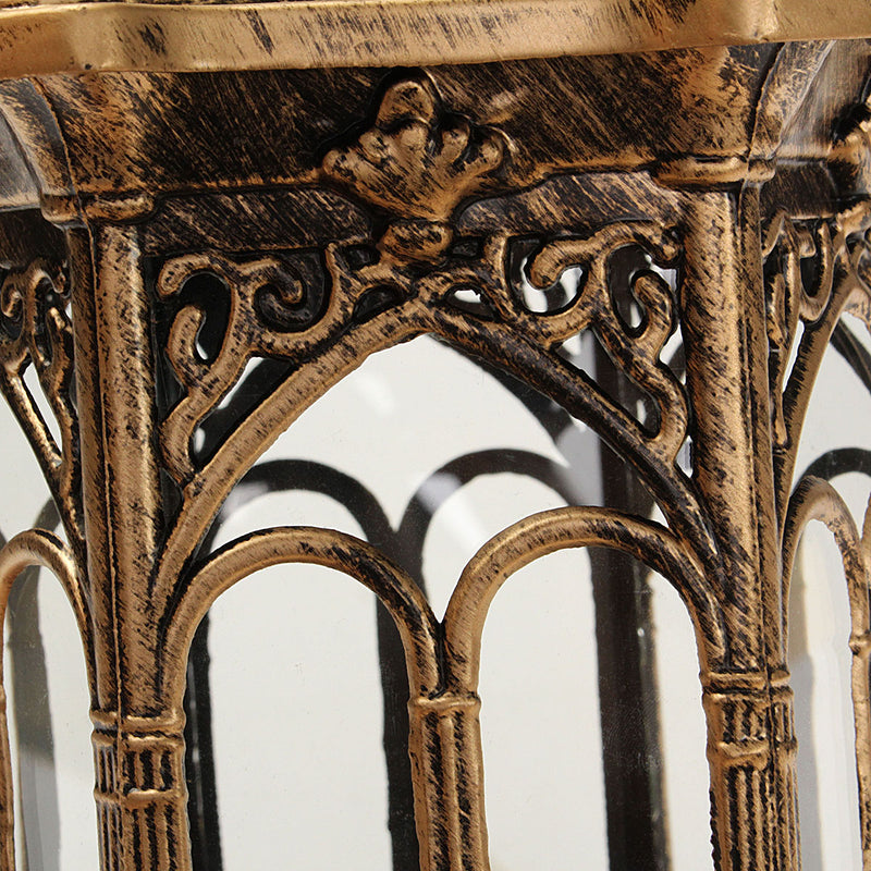 Outdoor Bronze Antique Exterior Wall Light Fixture Aluminum Glass Lantern Garden Lamp